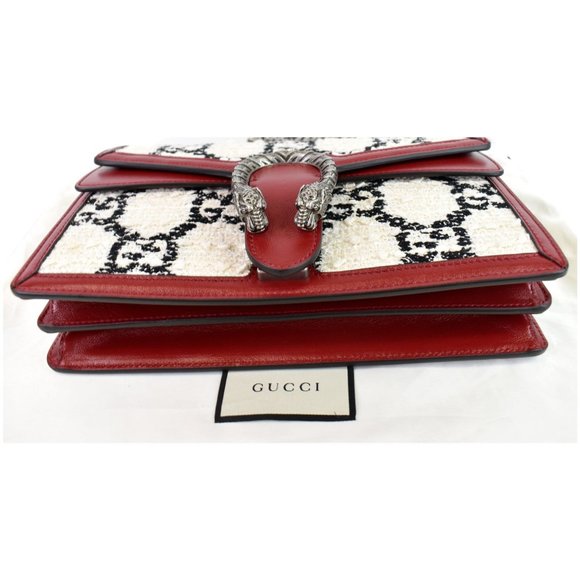 GUCCI Dionysus GG Tweed Small Shoulder Bag Cerise - Picture 9 of 12